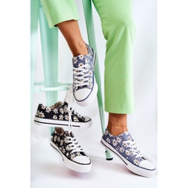 PS1 Niedrige Damenturnschuhe Janey mit blauen Blumen 2