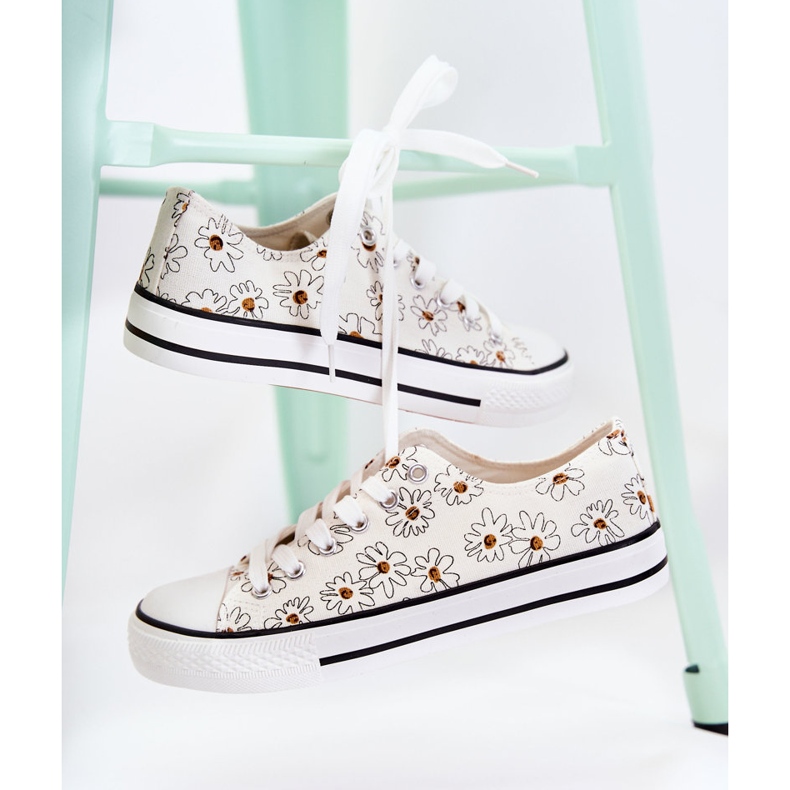 PS1 Niedrige Turnschuhe der Frauen mit weißen Janey-Blumen 2