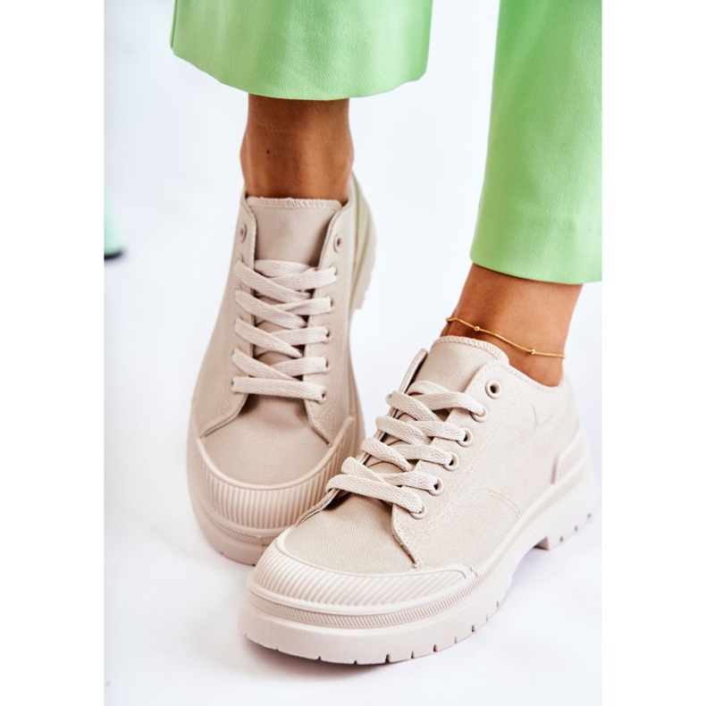 PS1 Damen Stoff Turnschuhe Hellbeige Parossa 2