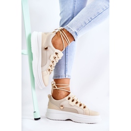 PG1 Damen Sport Lederschuhe Beige Salmira 1