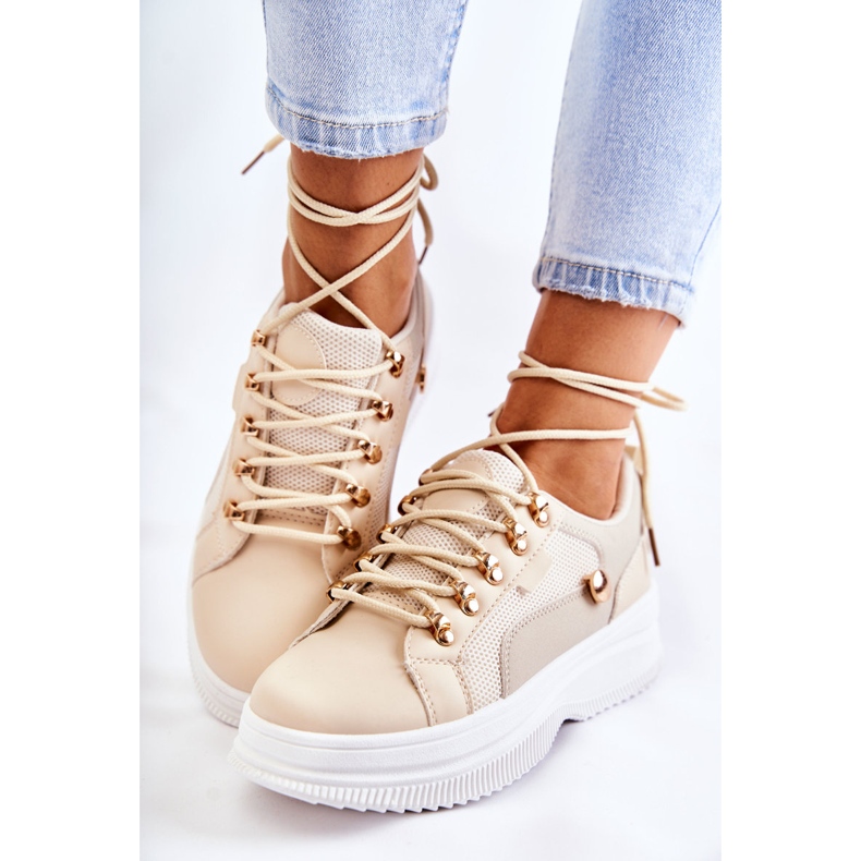 PG1 Damen Sport Lederschuhe Beige Salmira 2