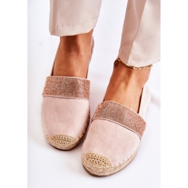 PG1 Damen-Espadrilles zum Hineinschlüpfen mit Cubic Zirkonia Pink Massal rosa 2