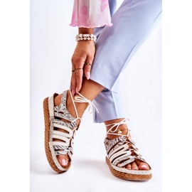 Modische Damen Ledersandalen Maciejka 05552-04 Beige-Schwarz 2