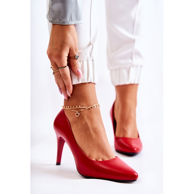 Sergio Leone Klassische magisch rote Leder-Stilettos 1