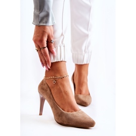 Sergio Leone Klassische magisch braune Wildleder-Stilettos beige 1