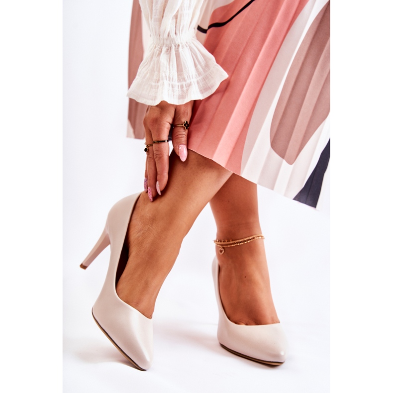 Sergio Leone Klassische Leder-Stilettos Hellgrau Magisch 2