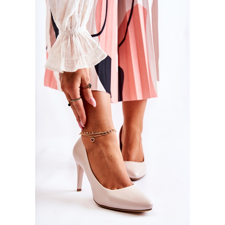 Sergio Leone Klassische Leder-Stilettos Hellgrau Magisch 1