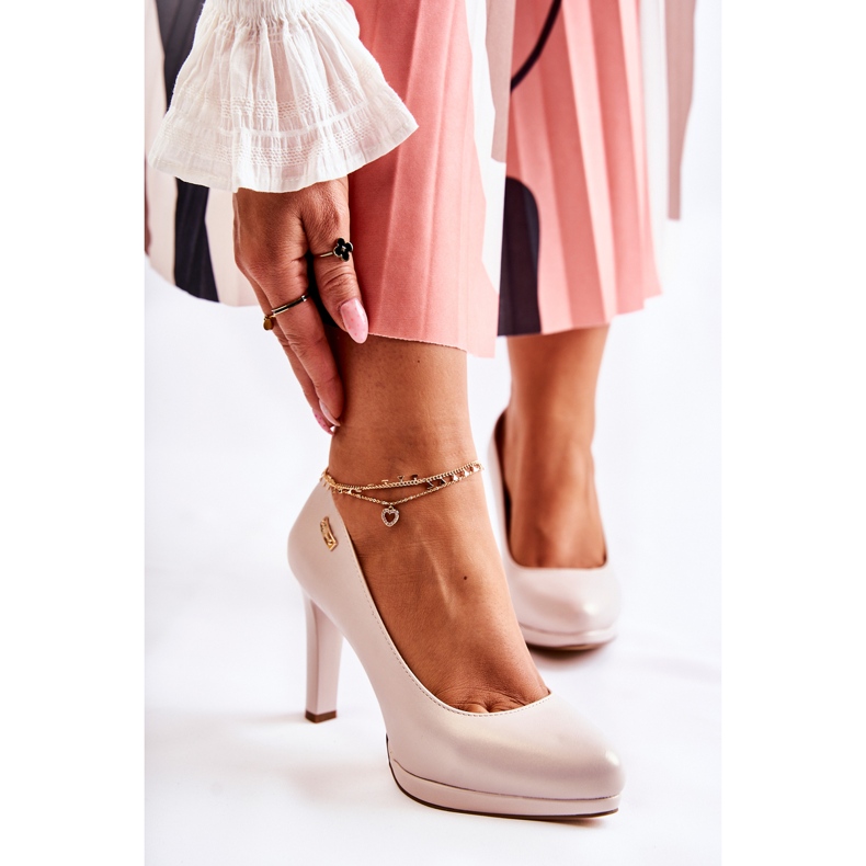 Sergio Leone Klassische Plateaupumps für Damen, Perlbeige 2