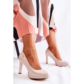 Sergio Leone Klassische Plateaupumps für Damen, Perlbeige 1