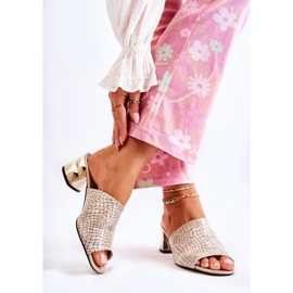 PA2 Leder Damenhausschuhe Krokodil auf Ferse Beige Perry 2