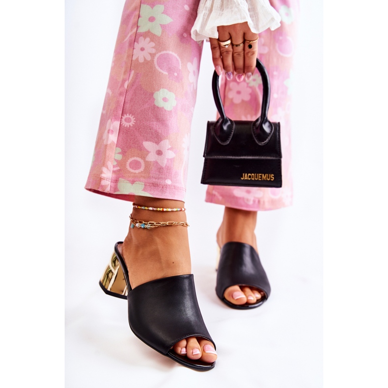 PA2 Damenhausschuhe aus Leder mit Absatz Schwarz Perry 1