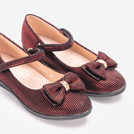 BM Rote Kinderballerinas mit Tienne-Schleife schwarz 1