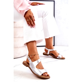 Sandalen aus Leder mit Schnalle Lewski 3041 Silber 1