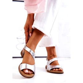 Sandalen aus Leder mit Schnalle Lewski 3041 Silber silber- 3