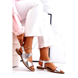 Sandalen aus Leder mit Schnalle Lewski 3041 Silber silber- 4