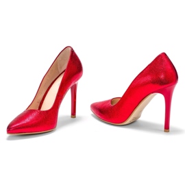 Marco Shoes Rote hochhackige rote Stilettos aus echtem Leder 2