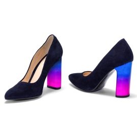 Marco Shoes Eleganter Lederpump mit hohem Absatz mehrfarbig marineblau 1