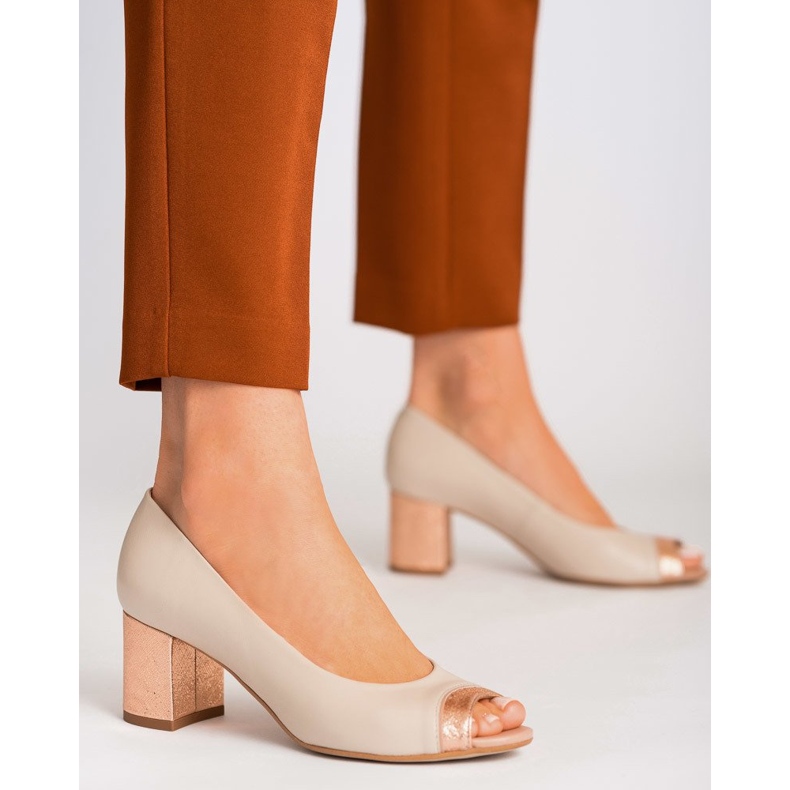 Marco Shoes Beige 1093P Pumps mit dekorativem Absatz 1