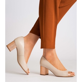 Marco Shoes Beige 1093P Pumps mit dekorativem Absatz 2