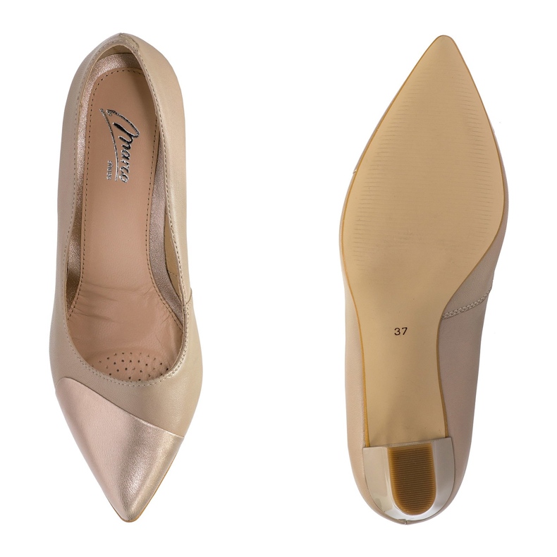 Marco Shoes Beige 1180P Pumps mit platinfarbener Zehenpartie 1