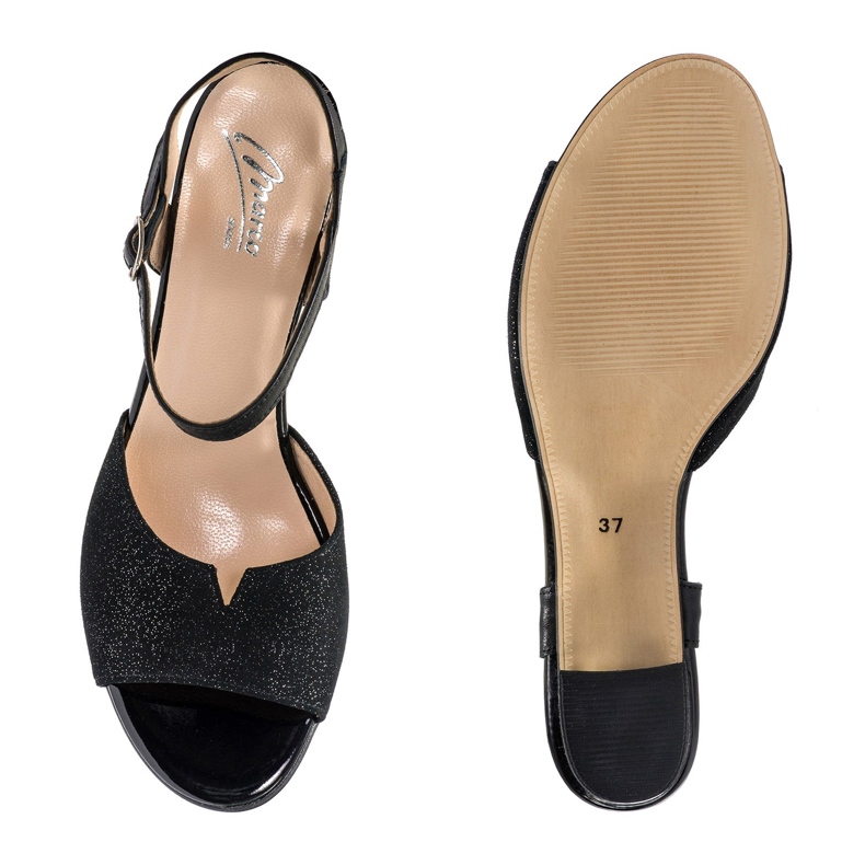 Marco Shoes Schwarze Sandalen 0624P in interessantem Leder 1