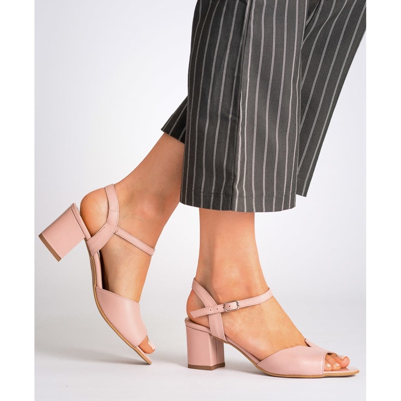 Marco Shoes Pinkfarbene Sandalen 0624P aus interessantem Leder rosa 1