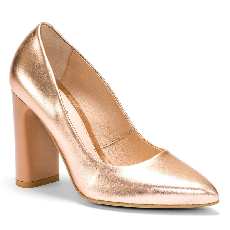 Marco Shoes Elegantes Metallic-Leder-Shuttle mit höherem Absatz mehrfarbig orange 2