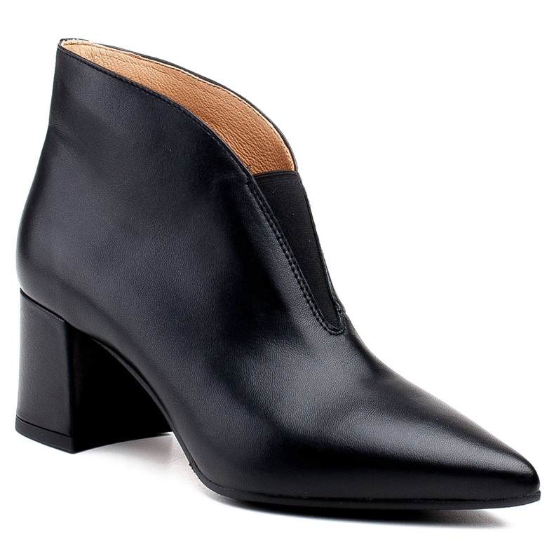 Marco Shoes 1460B schmale schwarze Lederstiefelette mit Obermaterial aus Gummi 1