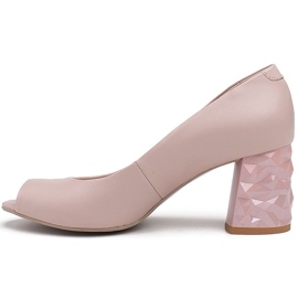 Marco Shoes Lederbeige Pumps mit 3D-Absatz rosa 2