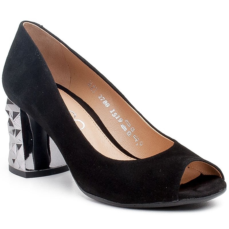 Marco Shoes Schwarze Wildleder-Pumps mit 3D-Metallic-Absatz 1