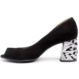 Marco Shoes Schwarze Wildleder-Pumps mit 3D-Metallic-Absatz 2