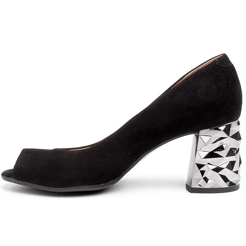 Marco Shoes Schwarze Wildleder-Pumps mit 3D-Metallic-Absatz 2