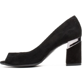 Marco Shoes Schwarze Wildlederpumps mit Metallic-Absatz 2