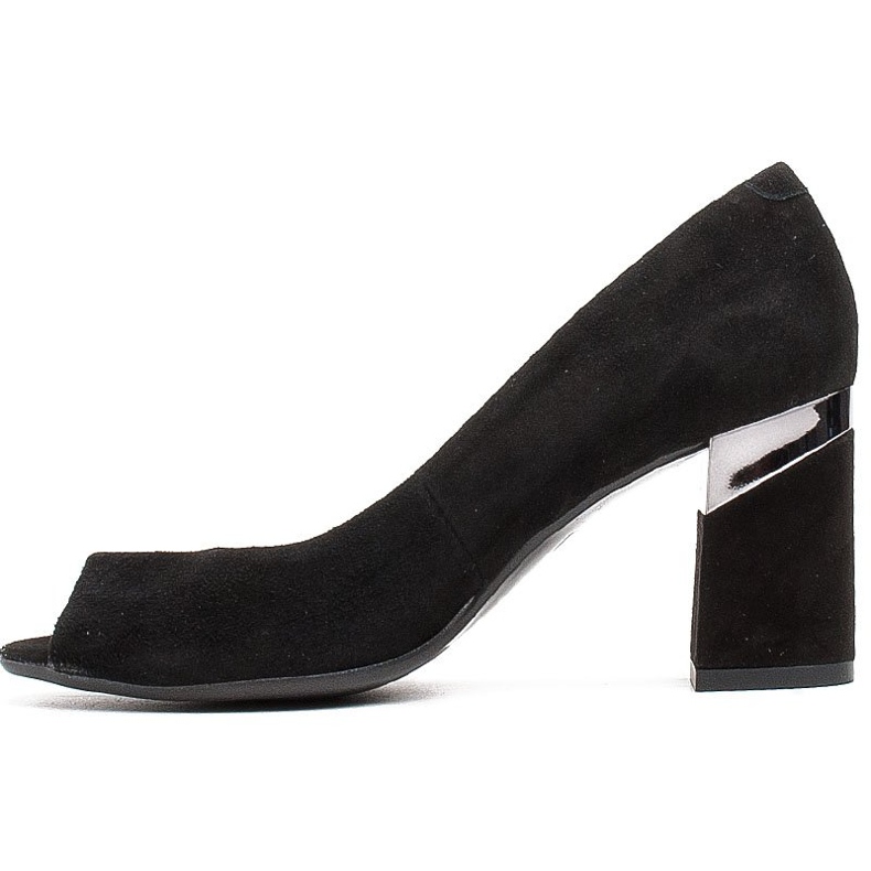 Marco Shoes Schwarze Wildlederpumps mit Metallic-Absatz 2