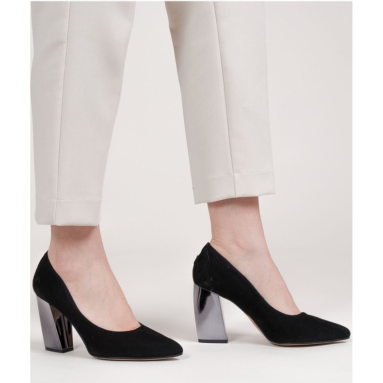 Marco Shoes Schwarze Pumps mit Metallic-Absatz 1