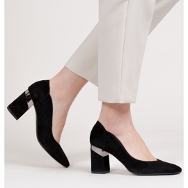 Marco Shoes Schwarze Wildlederpumps mit Metallic-Absatz 2