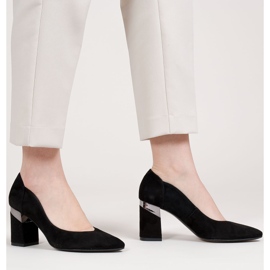 Marco Shoes Schwarze Wildlederpumps mit Metallic-Absatz 1