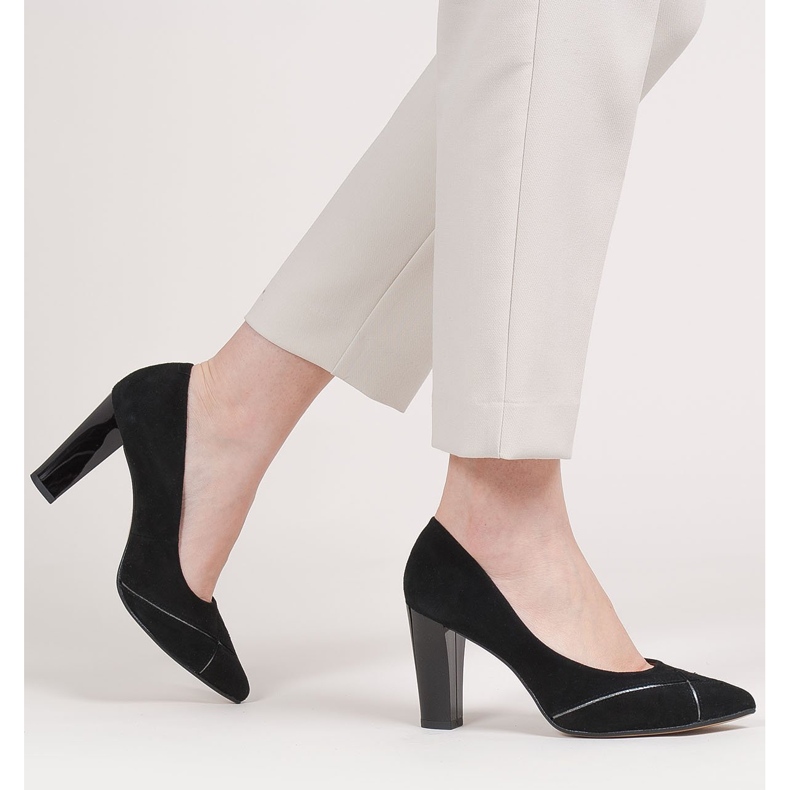 Marco Shoes Schwarze Wildlederpumps mit Muster 2