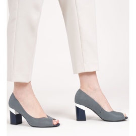 Marco Shoes Marineblaue 1636P gestreifte Pumps 1