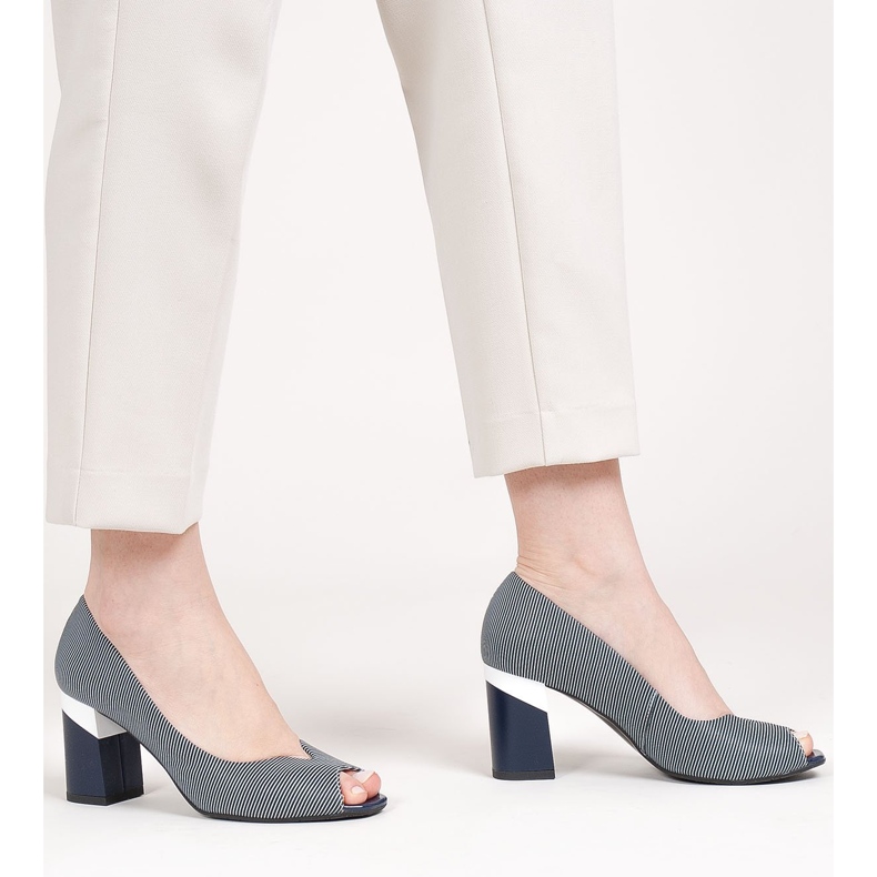 Marco Shoes Marineblaue 1636P gestreifte Pumps 1