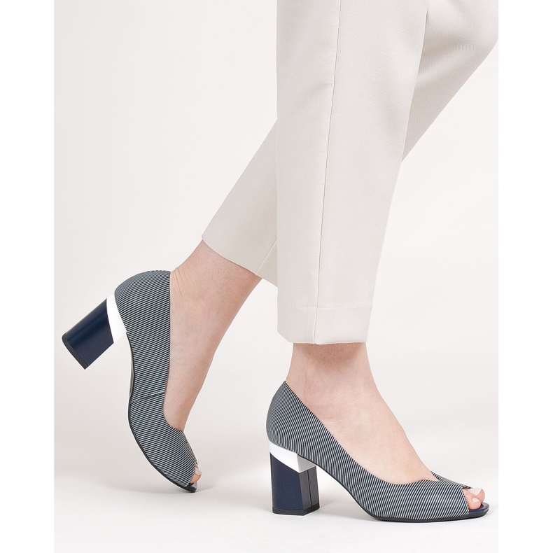Marco Shoes Marineblaue 1636P gestreifte Pumps 2