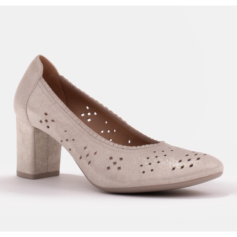 Marco Shoes Lederpumps mit Perforation für einen breiteren Fuß beige 1