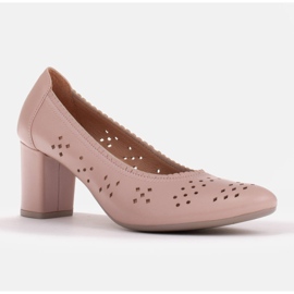 Marco Shoes Beige Pumps an einem Pfosten mit perforiertem Motiv 1