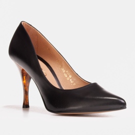 Marco Shoes Schwarze 1599P Heels mit bernsteinfarbener Ferse 1