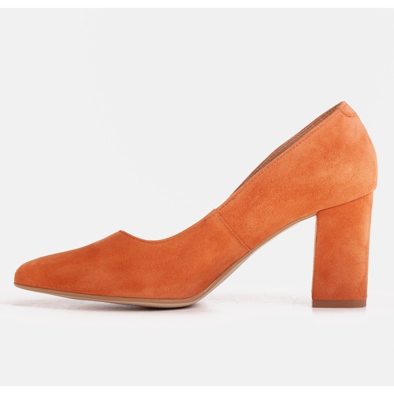 Marco Shoes Orangefarbene Pumps aus natürlichem Wildleder 1