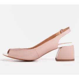 Marco Shoes Sandale 1506P aus rosa Leder mit stabilem Absatz 1