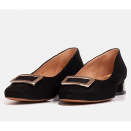 Marco Shoes Schwarze Wildlederpumps mit Verzierung 1