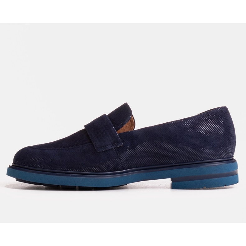 Marco Shoes Marineblaue Mokassins mit Velours-Dekor 1