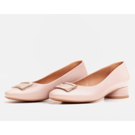 Marco Shoes Rosa Lederballerinas mit goldener Verzierung 1