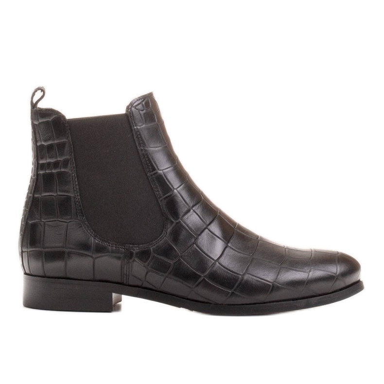 Marco Shoes Flache Lederstiefelette mit elastischem Gummi im Obermaterial schwarz 1